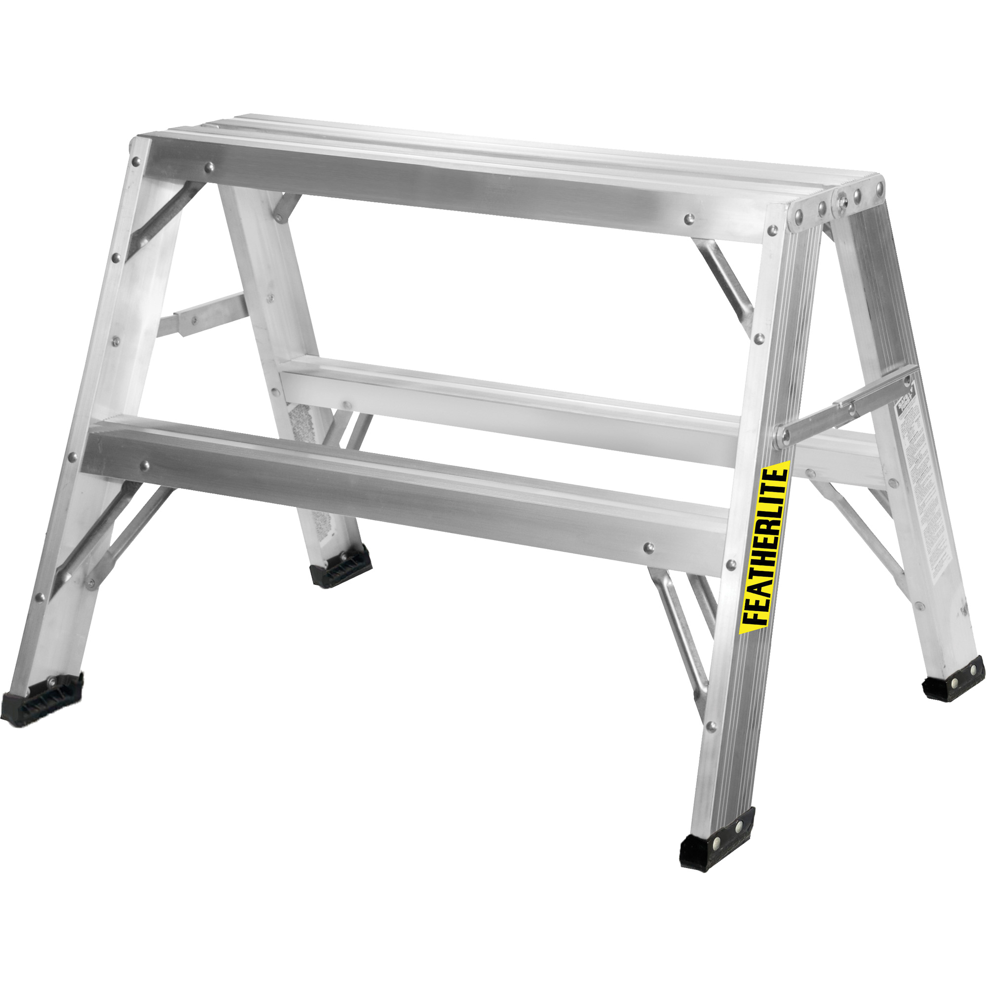 Featherlite IndustrialDuty Sawhorse, 2' H x 32" W x 24.5" D, 250 lbs. Capacity, Aluminum